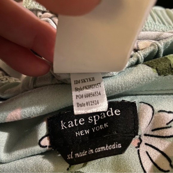 Kate Spade Pajamas Frog Floral Matching Set Cropped KS92315T XL Large Button Top - Picture 9 of 9